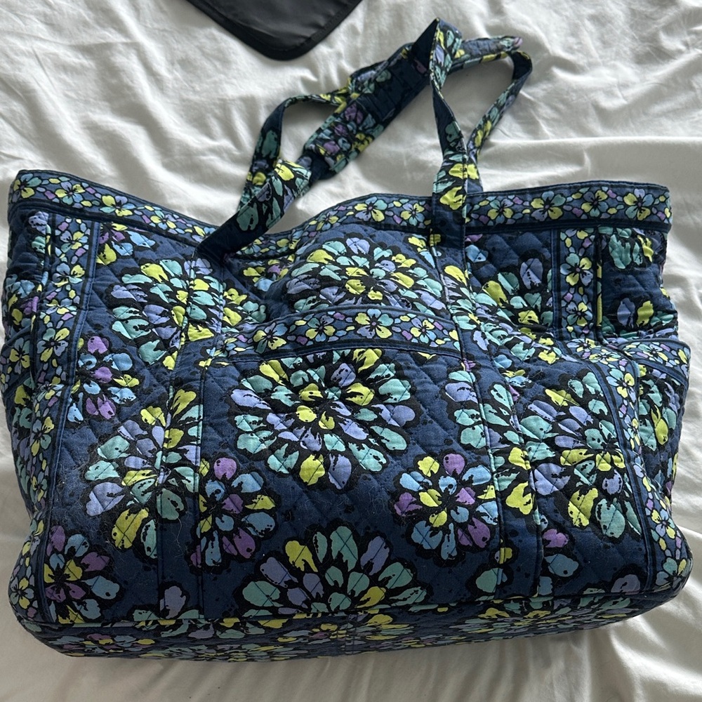 Vera Bradley Floral Patterned Tote Bag - Blue and Purple used once